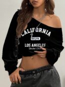 Sudadera de Punto Gris con Estampado y Manga Larga para Otoño/Invierno