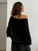 Sudadera de Punto Gris con Estampado y Manga Larga para Otoño/Invierno