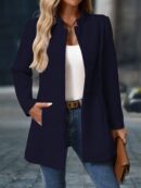 Chaqueta Midi Casual de Cuello Alto para Mujer