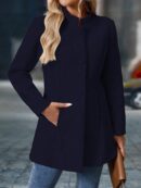 Chaqueta Midi Casual de Cuello Alto para Mujer