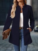 Chaqueta Midi Casual de Cuello Alto para Mujer