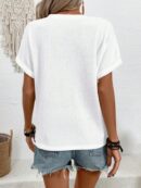 Camiseta de Verano Casual con Cuello en V y Botones Decorativos
