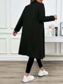 Abrigo Largo de Lana en Gris Oscuro para Mujer