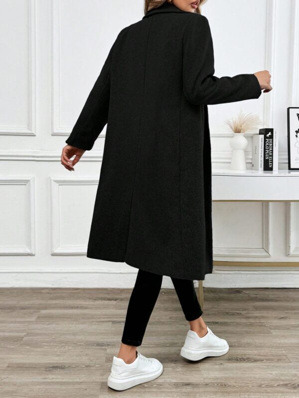 Abrigo Largo de Lana en Gris Oscuro para Mujer - Image 9