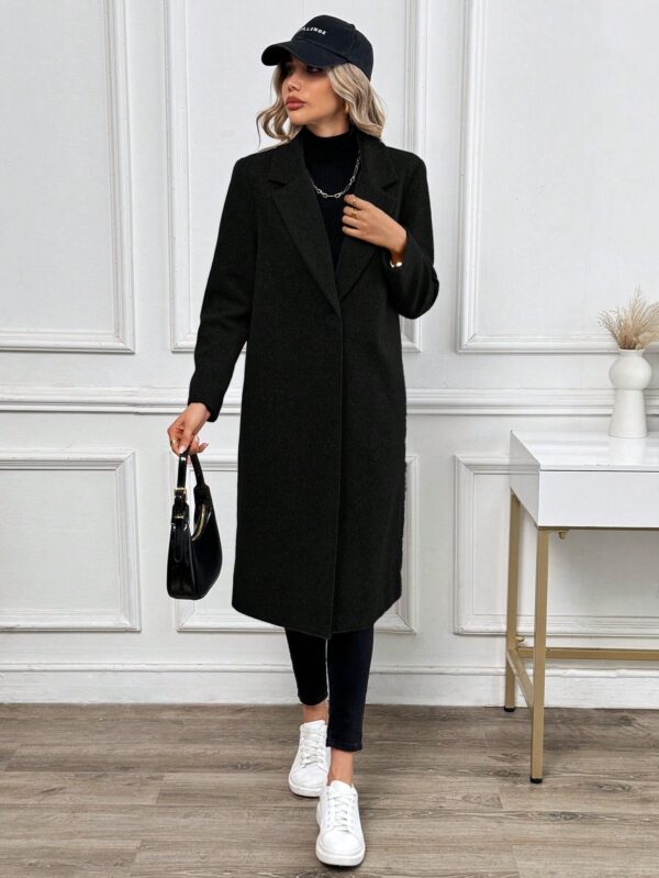 Abrigo Largo de Lana en Gris Oscuro para Mujer - Image 11