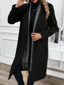 Abrigo Largo de Lana en Gris Oscuro para Mujer