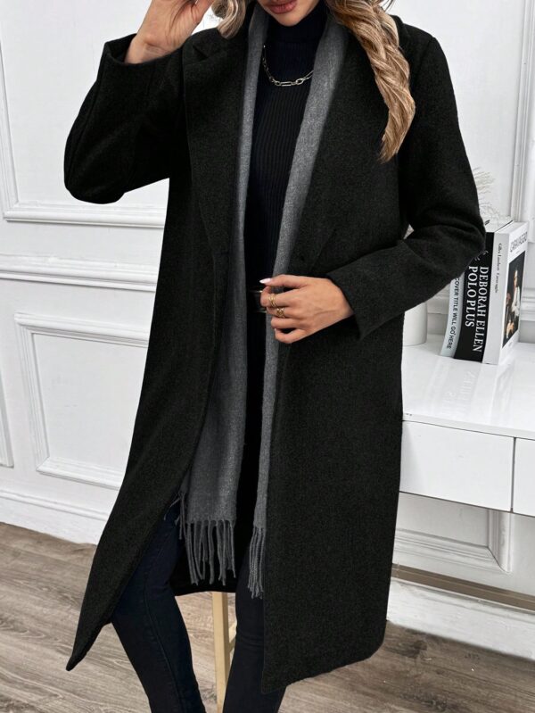 Abrigo Largo de Lana en Gris Oscuro para Mujer - Image 12