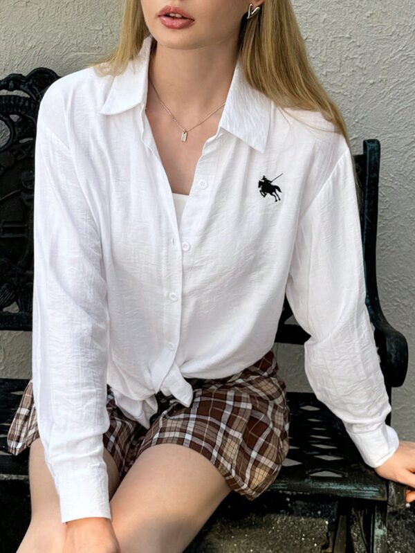 Camisa Estampada con Manga Larga y Hombros Caídos - Image 4