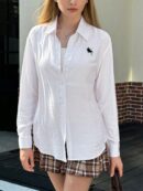 Camisa Estampada con Manga Larga y Hombros Caídos