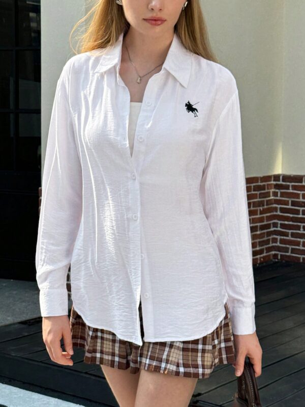 Camisa Estampada con Manga Larga y Hombros Caídos - Image 5