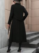 Abrigo Elegante de Cuello Vuelto y Cintura Ajustada