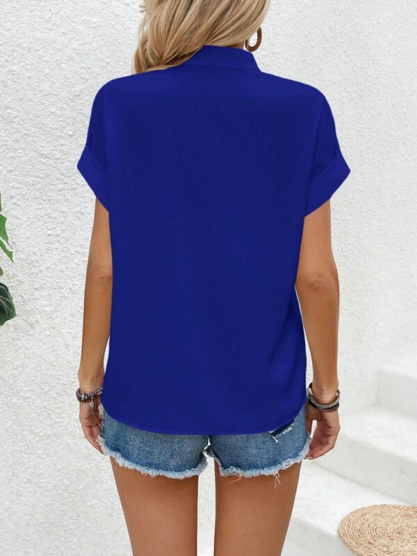 Blusa Batwing Manga Corta en Color Sólido - Image 38