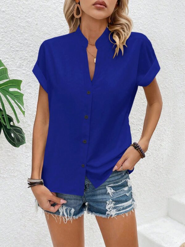 Blusa Batwing Manga Corta en Color Sólido - Image 39