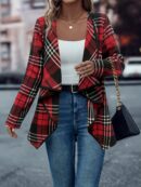 Abrigo de Tweed con Cuello Cascada y Dobladillo Asimétrico