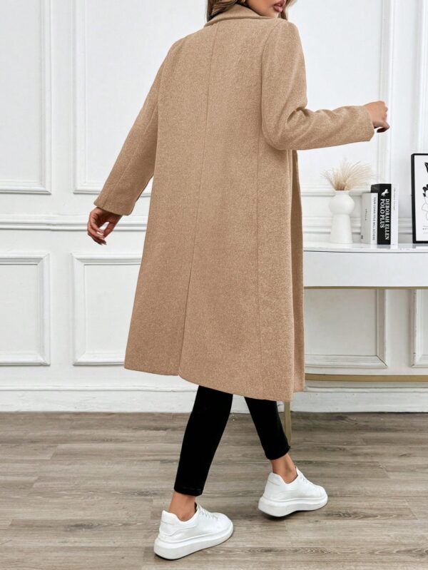 Abrigo Largo de Lana en Gris Oscuro para Mujer - Image 15