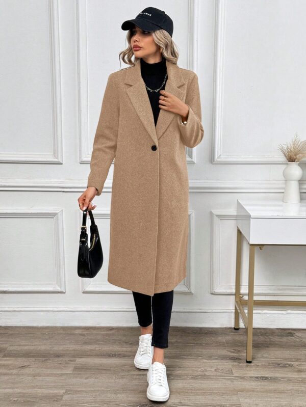 Abrigo Largo de Lana en Gris Oscuro para Mujer - Image 17