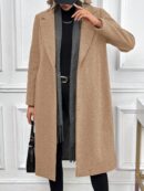 Abrigo Largo de Lana en Gris Oscuro para Mujer