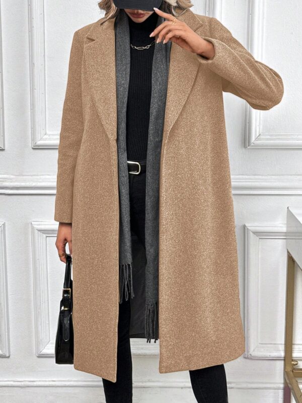 Abrigo Largo de Lana en Gris Oscuro para Mujer - Image 19