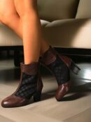 Botas de Encaje Floral con Cierre Trasero y Tacón Cuadrado Alto