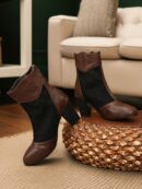 Botas de Encaje Floral con Cierre Trasero y Tacón Cuadrado Alto