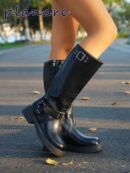 Botas Motorista con Cierre Lateral y Tacón Grueso