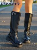 Botas Motorista con Cierre Lateral y Tacón Grueso
