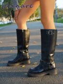 Botas Motorista con Cierre Lateral y Tacón Grueso