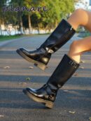 Botas Motorista con Cierre Lateral y Tacón Grueso