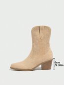 Botas Cortas Bordadas de Estilo Western con Punta Afilada