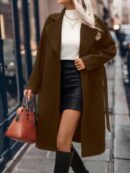 Abrigo Largo de Lana con Collar Vuelto y Botones Dobles