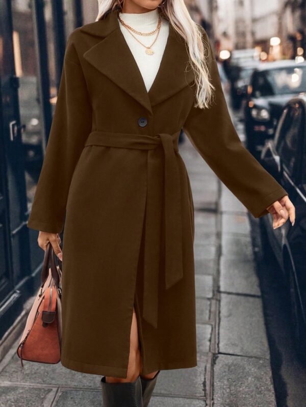 Abrigo Largo de Lana con Collar Vuelto y Botones Dobles - Image 18
