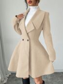 Abrigo Elegante de Cuello Alto y Manga Larga en Tweed