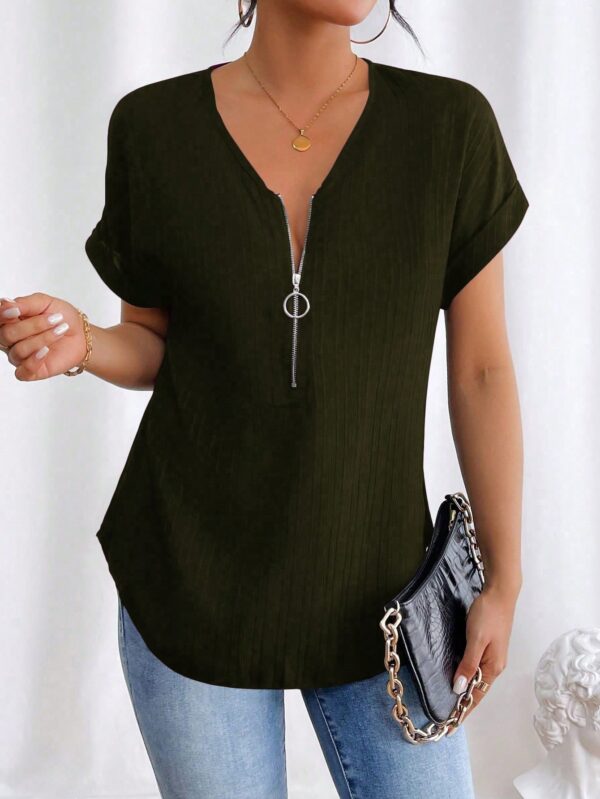 Blusa Casual con Cremallera y Manga Murciélago - Image 21
