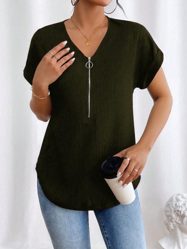 Blusa Casual con Cremallera y Manga Murciélago - Image 23