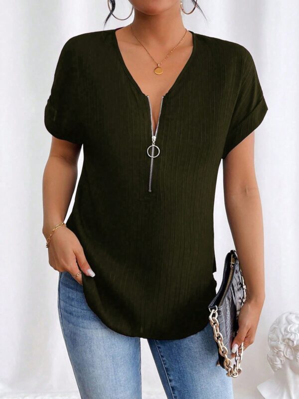 Blusa Casual con Cremallera y Manga Murciélago - Image 24