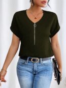 Blusa Casual con Cremallera y Manga Murciélago