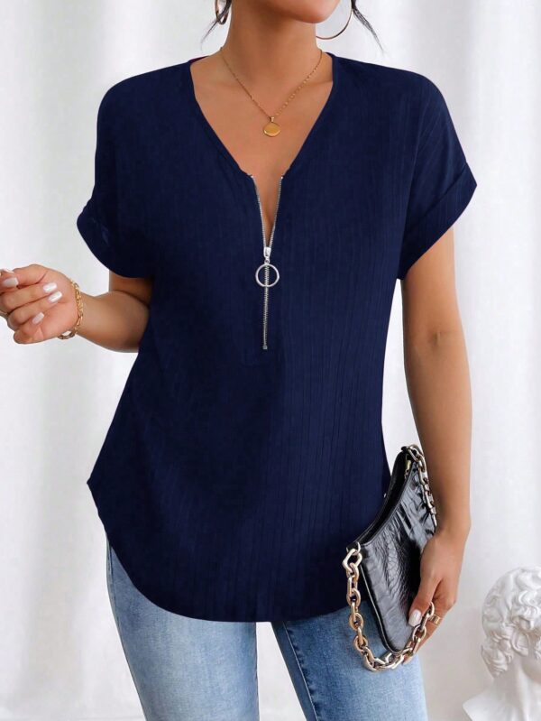 Blusa Casual con Cremallera y Manga Murciélago - Image 31
