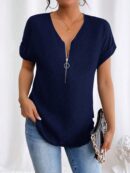 Blusa Casual con Cremallera y Manga Murciélago