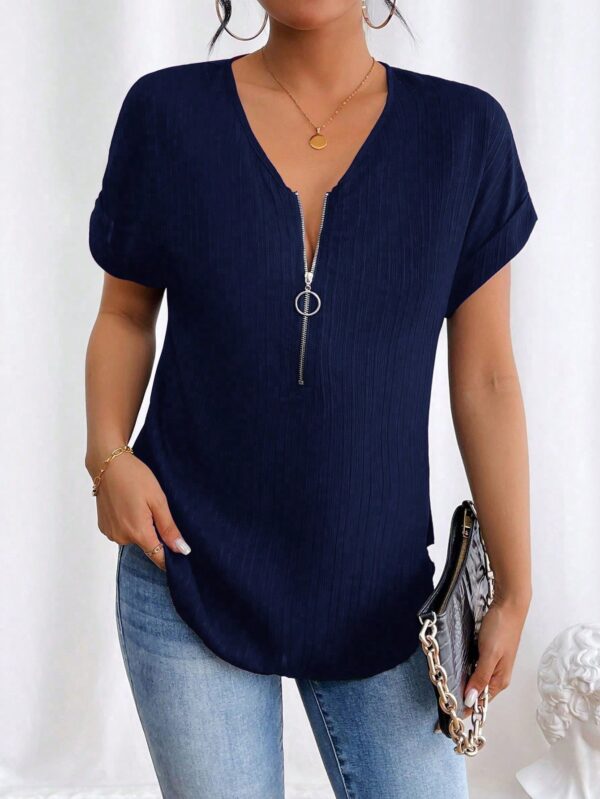 Blusa Casual con Cremallera y Manga Murciélago - Image 33