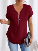Blusa Casual con Cremallera y Manga Murciélago