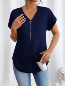 Blusa Casual con Cremallera y Manga Murciélago