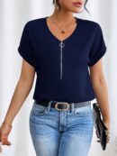 Blusa Casual con Cremallera y Manga Murciélago