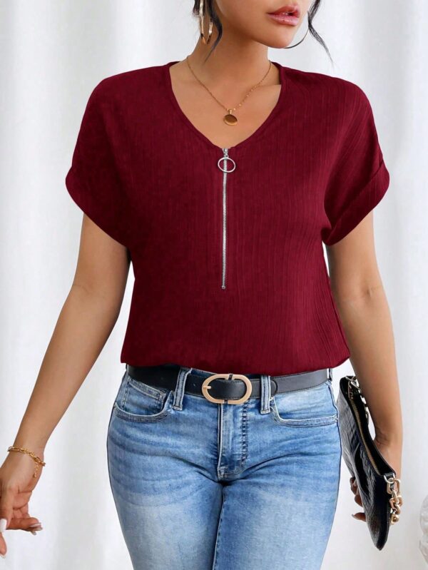 Blusa Casual con Cremallera y Manga Murciélago - Image 28