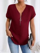 Blusa Casual con Cremallera y Manga Murciélago