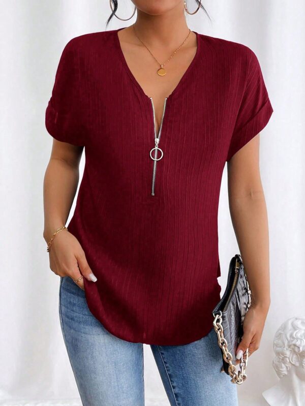 Blusa Casual con Cremallera y Manga Murciélago - Image 29