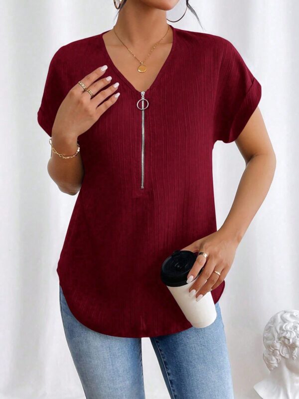 Blusa Casual con Cremallera y Manga Murciélago - Image 30