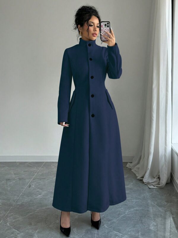 Abrigo Elegante de Invierno de Color Sólido con Cuello Alto - Image 15