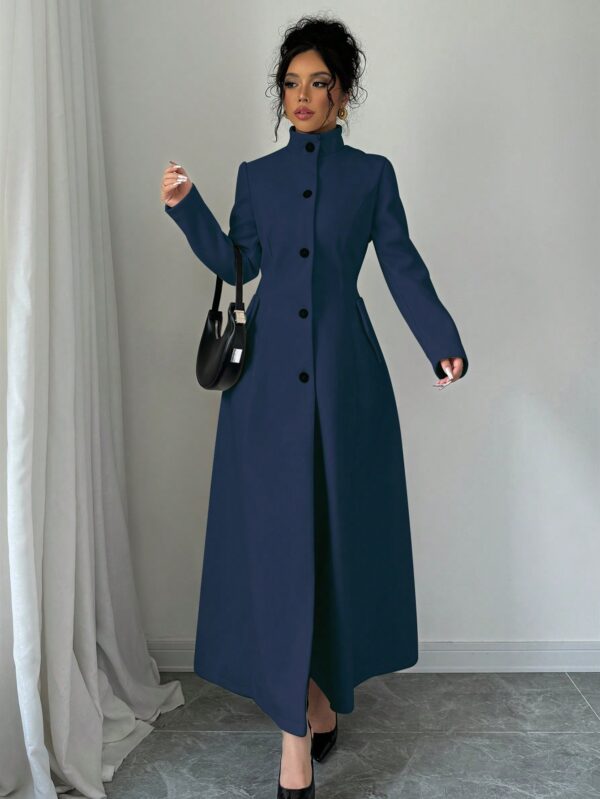 Abrigo Elegante de Invierno de Color Sólido con Cuello Alto - Image 17