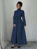 Abrigo Elegante de Invierno de Color Sólido con Cuello Alto