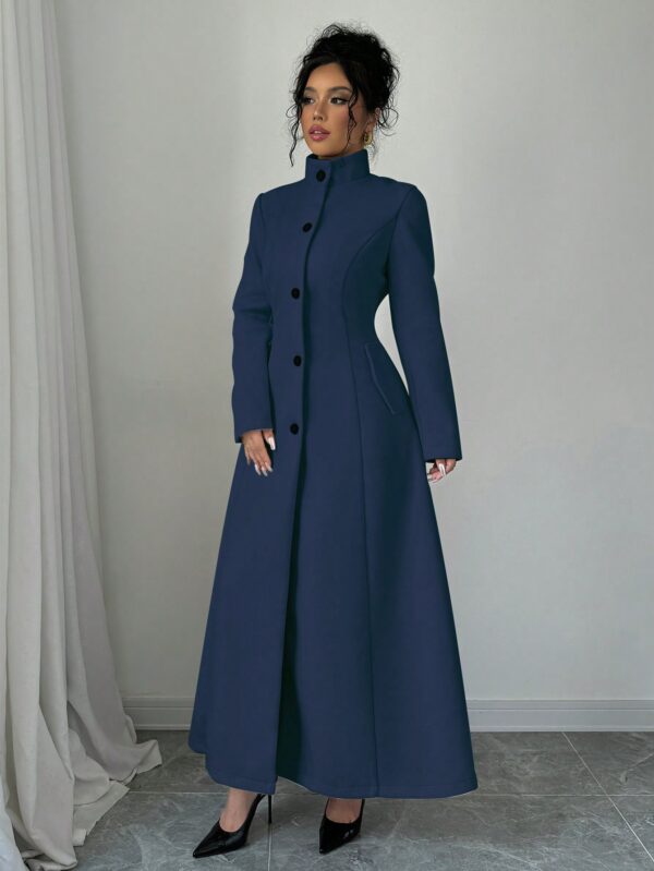 Abrigo Elegante de Invierno de Color Sólido con Cuello Alto - Image 18